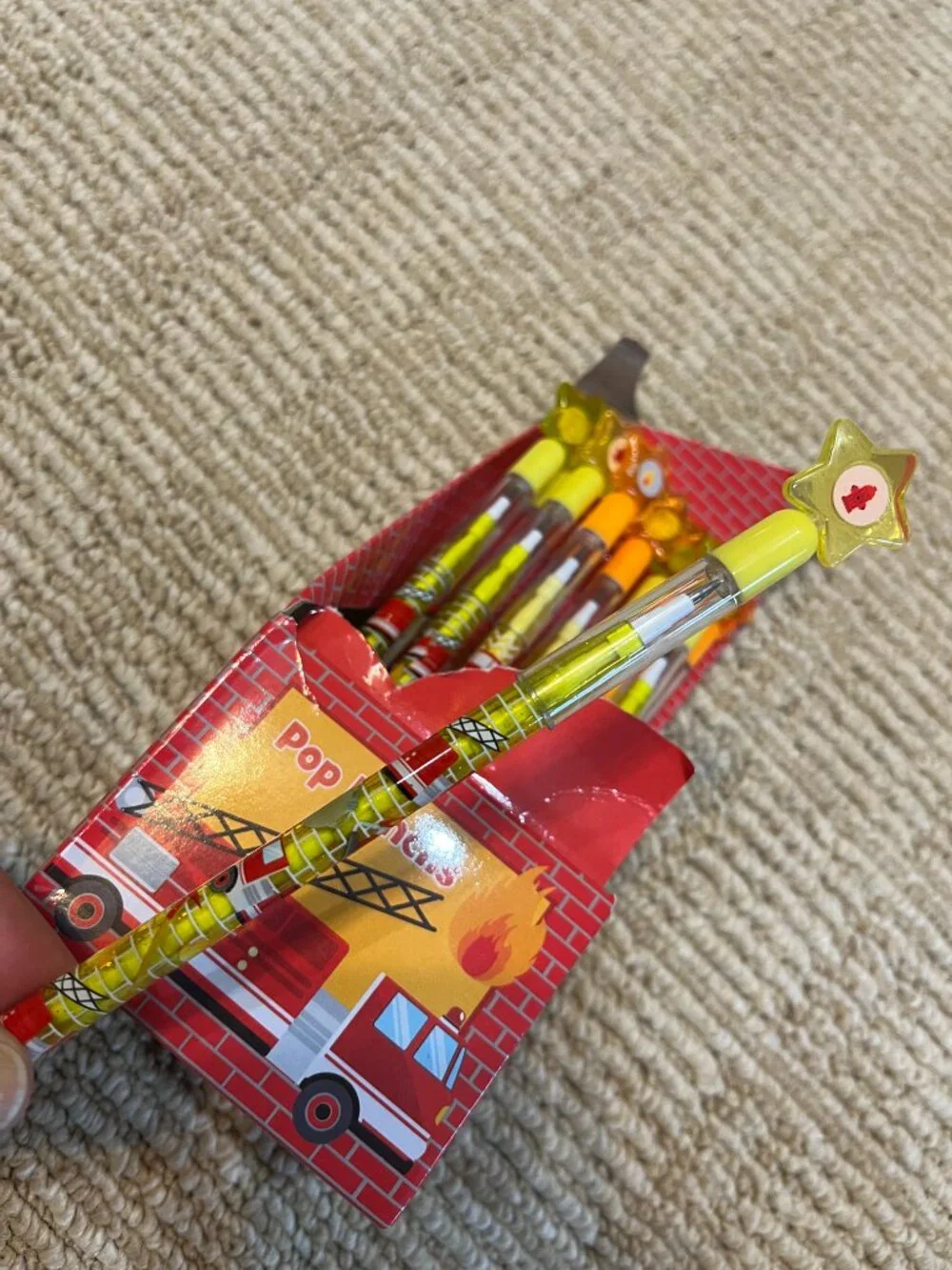 Pencils - Fire Truck Themed Pencils -Caps Erasers Kids School/Party Favors (NEW)